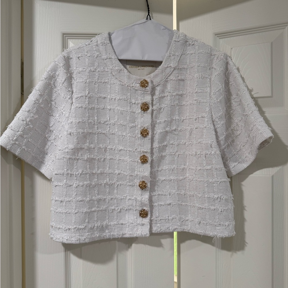 Elegant White Tweed Top